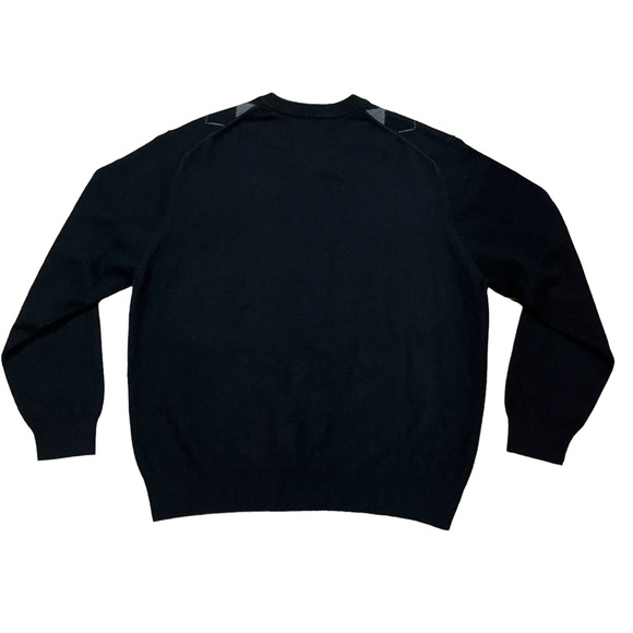 Men’s Paolo Mondo Cashmere Sweater Black Argyle Crew Neck Long Sleeve Pullover - Picture 5 of 11